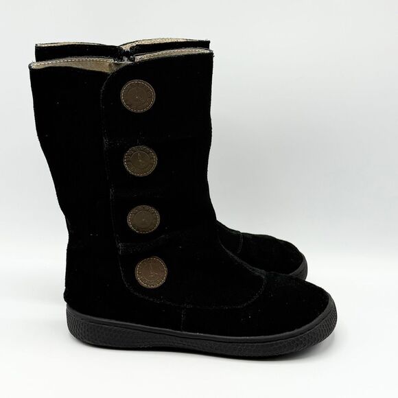 Livie & Luca Black Suede Tiempo Boots with Clock-Like Buttons - Little Kid US si - Picture 1 of 14